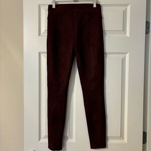 SPANX Faux Suede Leggings In Burgundy Size Small